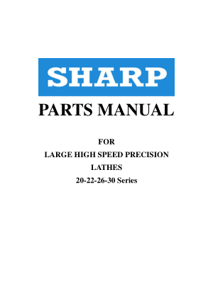 Sharp Large High Speed 20-22-26-30 Series Parts Manual