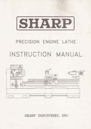 Sharp Precision Engine Lathe Model 24 30 Instruction Manual