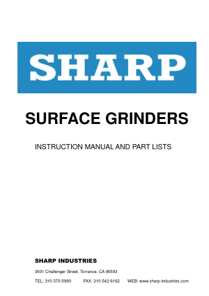 Sharp Surface Grinder Model SH-1224 Instruction Manual Parts List