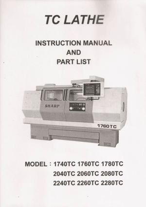 Sharp Teaching Lathe 1760TC Instruction Manual and Parts List