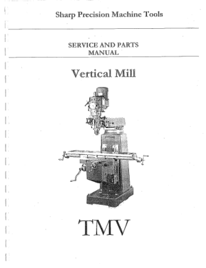 Sharp TMV Vertical Mill Service and Parts Manual