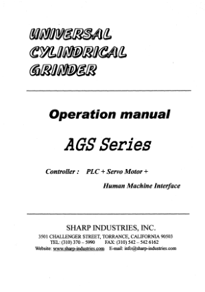 Sharp Universal Cylindrical Grinder – OD 1030 Operation Manual