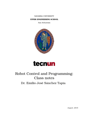 Robot Control and Programming Class notes