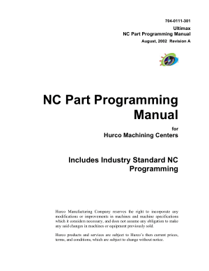 Hurco Ultimax NC Part Programming Manual