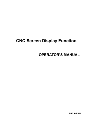 Fanuc Power Mate i CNC Screen Display Function Operator Manual B-63164EN/08