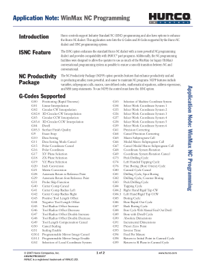 Hurco WinMax NC Programming G-Codes M-Codes Macro Mode B Codes