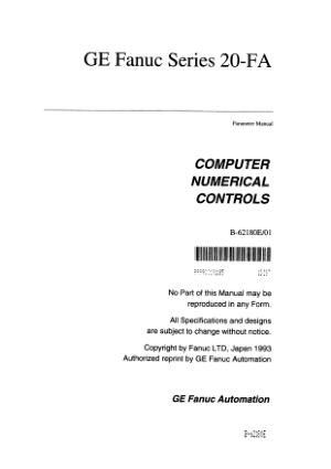 Fanuc 20-FA Parameter Manual B-62180E/01