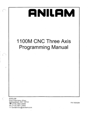 Anilam 1100M Programming Manual CNC Three Axis