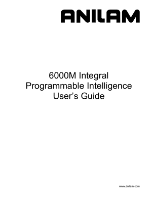 ANILAM 6000M Integral Programmable Intelligence User’s Guide