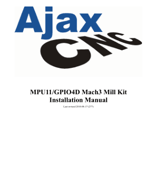 Ajax CNC MPU11/GPIO4D Mach3 Mill Kit Installation Manual