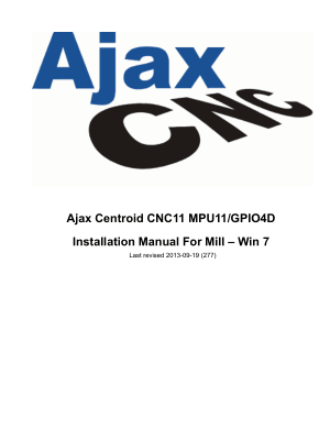 Ajax Centroid CNC11 MPU11/GPIO4D Installation Manual For Mill – Win 7
