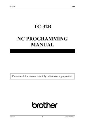 Brother CNC-B00 TC-32B Programming Manual