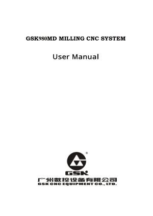 GSK980MD CNC Milling User Manual