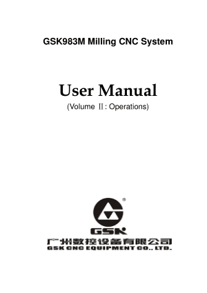 GSK983M CNC Milling Operations Manual